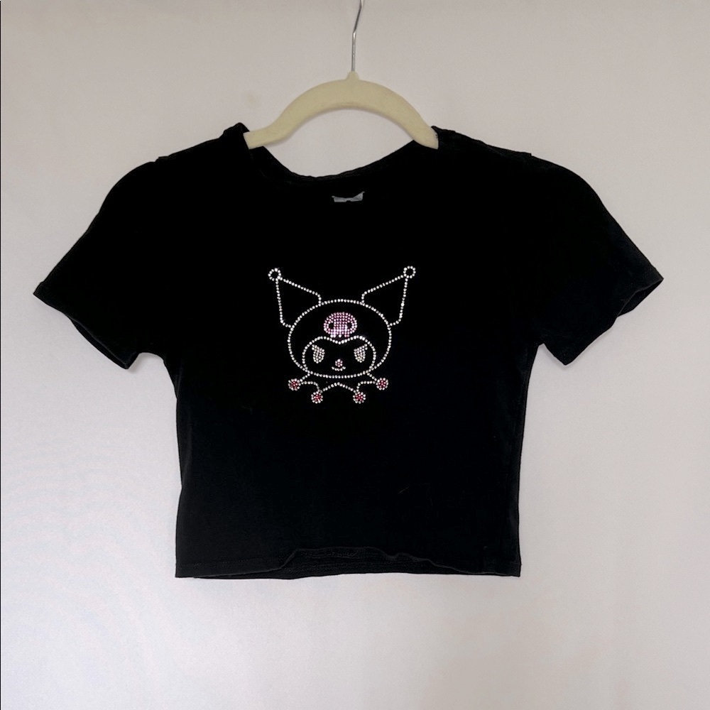 Sanrio Black Short Sleeve Tee with Pink Accents